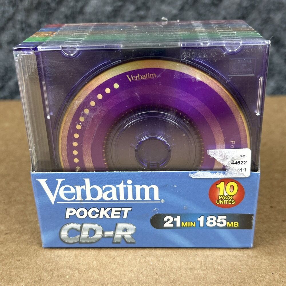 Verbatim Pocket CD-R 10 Pack Color Mini CD-R Discs NIP Sealed 21 Min 185MB